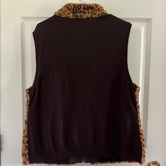 Chico's Tan and Black Leopard Faux Fur Vest - Picture 5 of 5
